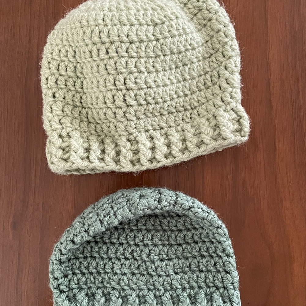 Handmade Green crochet baby beanies